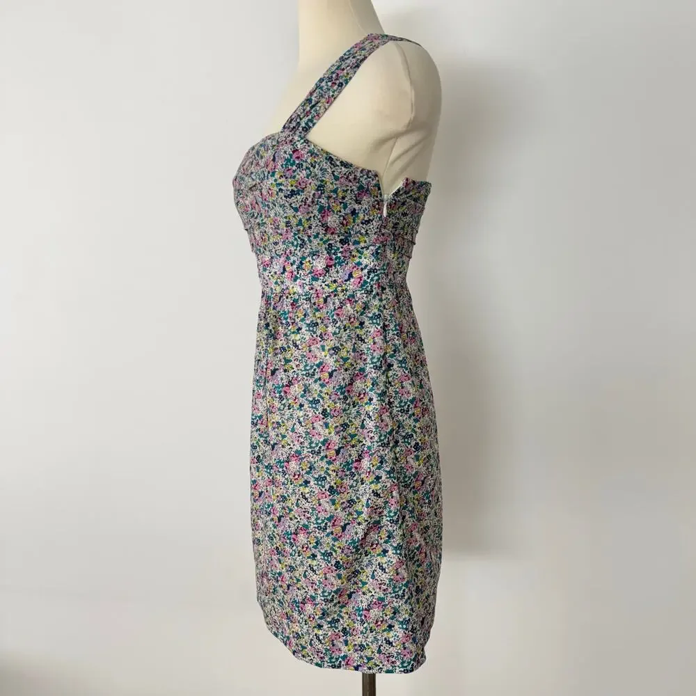 J. Crew x Liberty Fabric Cotton One-Shoulder Mini Dress Ditsy Floral Print P4